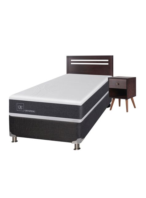 Box Spring New Ortopedic B5 Black 1.5 Plazas + Set Muebles New Munich-0