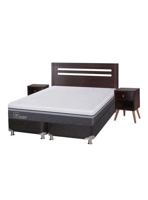 Box Spring Ortopedic Advance B5 Black 2 Plazas Base Dividida + Set Muebles New Munich-0