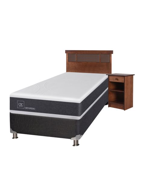 Box Spring New Ortopedic B5 BK 1.5 Plazas + Set Muebles Dublín Caramelo-0