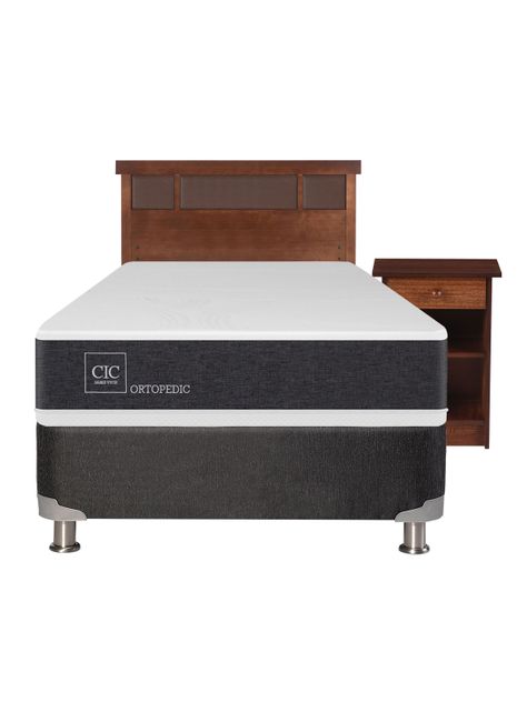 Box Spring New Ortopedic B5 BK 1.5 Plazas + Set Muebles Dublín Caramelo-1