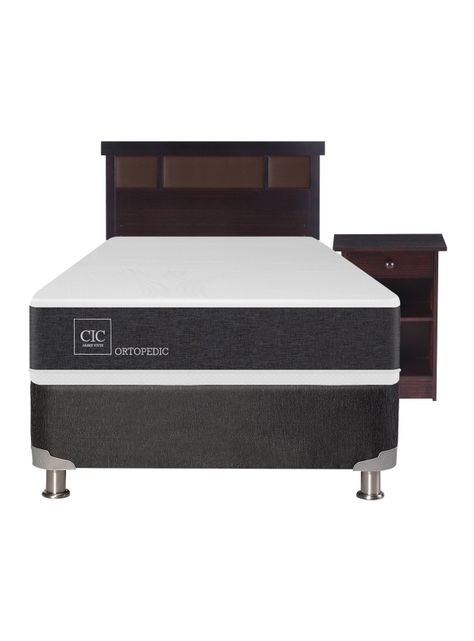 Box Spring New Ortopedic B5 BK 1.5 Plazas + Set Muebles Dublín Chocolate-1