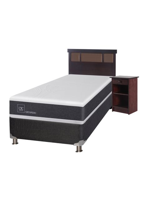 Box Spring New Ortopedic B5 BK 1.5 Plazas + Set Muebles Dublín Chocolate-0