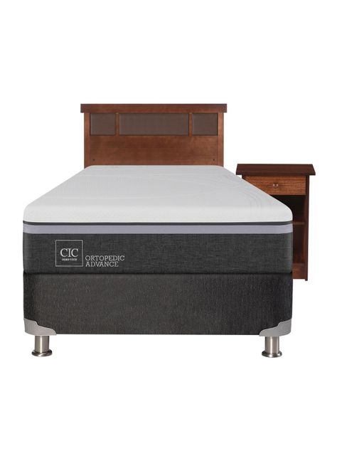Box Spring B5 Black Ortopedic Advance 1.5 Plazas + Set Muebles New Dublín Café-1