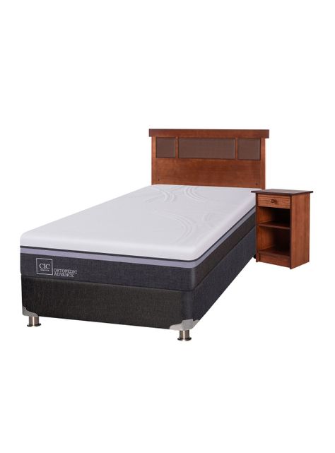 Box Spring B5 Black Ortopedic Advance 1.5 Plazas + Set Muebles New Dublín Café-0