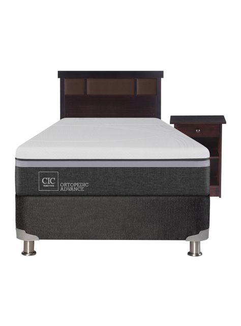 Box Spring B5 Black Ortopedic Advance 1.5 Plazas + Set Muebles New Dublín Chocolate-1
