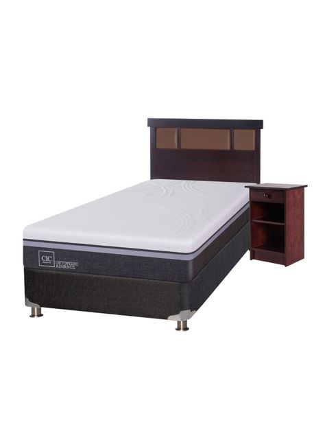 Box Spring B5 Black Ortopedic Advance 1.5 Plazas + Set Muebles New Dublín Chocolate-0