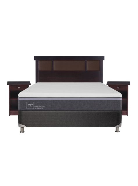 Box Spring Ortopedic Advance B5 Black 2 Plazas + Set Muebles New Dublín-1