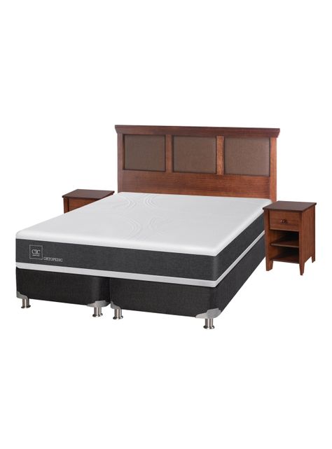 Box Spring New Ortopedic B5 Black King + Set Muebles New Torino-0