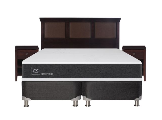 Box Spring New Ortopedic B5 BK King + Set Muebles New Torino Chocolate-1