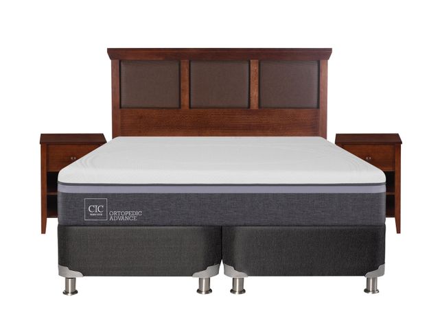 Box Spring B5 Black Ortopedic Advance King Base Dividida + Set Muebles New Torino Café-1
