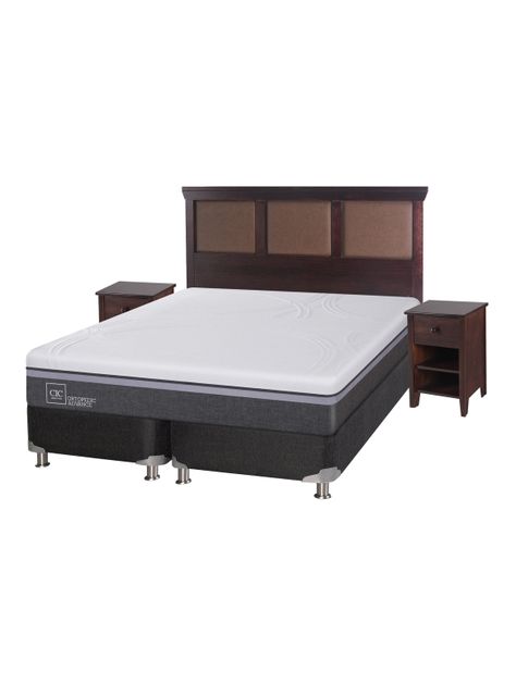 Box Spring B5 Black Ortopedic Advance King Base Dividida + Set Muebles New Torino Chocolate-0