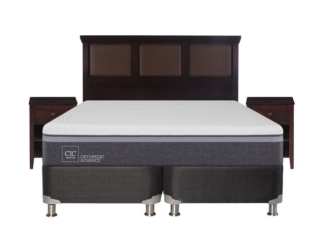 Box Spring B5 Black Ortopedic Advance King Base Dividida + Set Muebles New Torino Chocolate-1