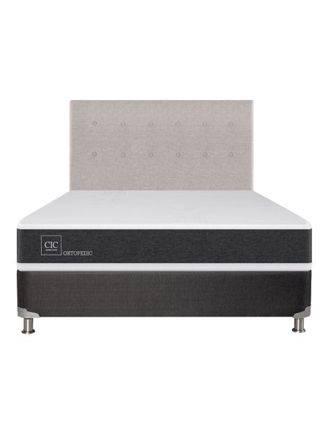 Box Spring New Ortopedic B5 Black 2 Plazas Base Normal + Respaldo Tigris-1