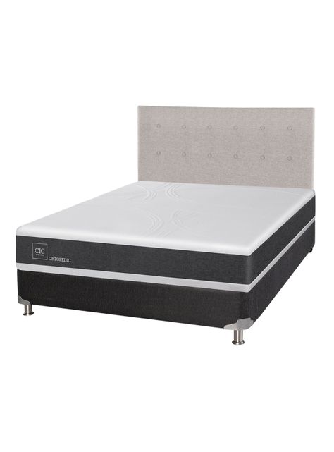 Box Spring New Ortopedic B5 Black 2 Plazas Base Normal + Respaldo Tigris-0