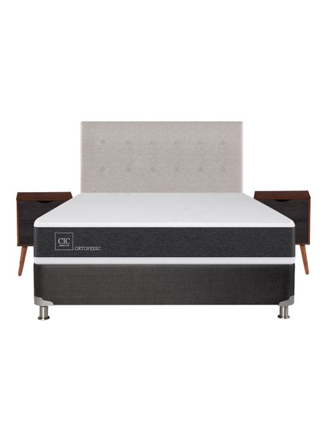 Box Spring New Ortopedic B5 Black 2 Plazas Base Normal + + Set Muebles Tigris-1