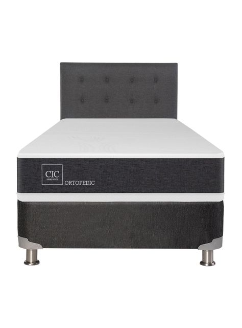 Box Spring New Ortopedic B5 Black 1.5 Plazas + Respaldo Eufrates-1