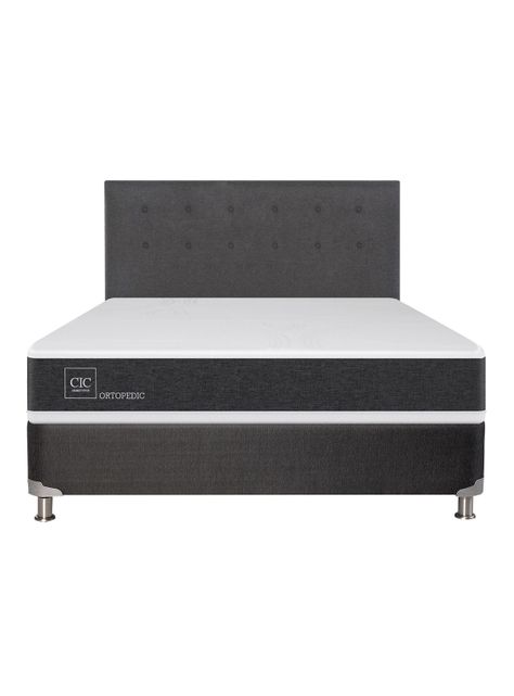 Box Spring New Ortopedic B5 Black 2 Plazas Base Normal + Respaldo Eufrates-1