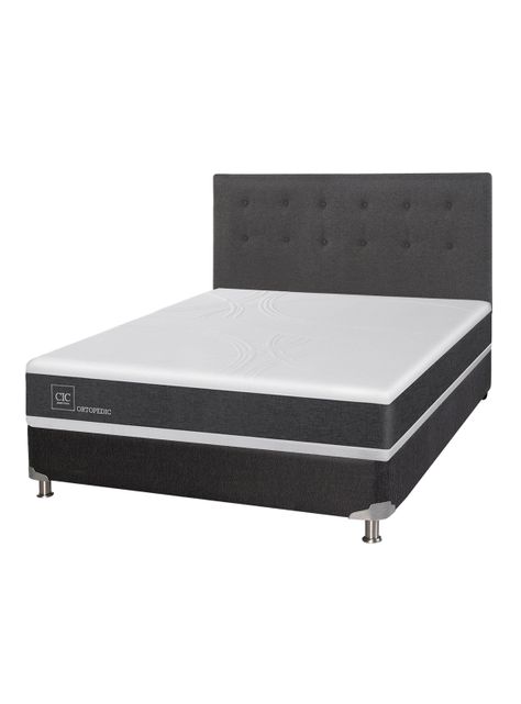 Box Spring New Ortopedic B5 Black 2 Plazas Base Normal + Respaldo Eufrates-0