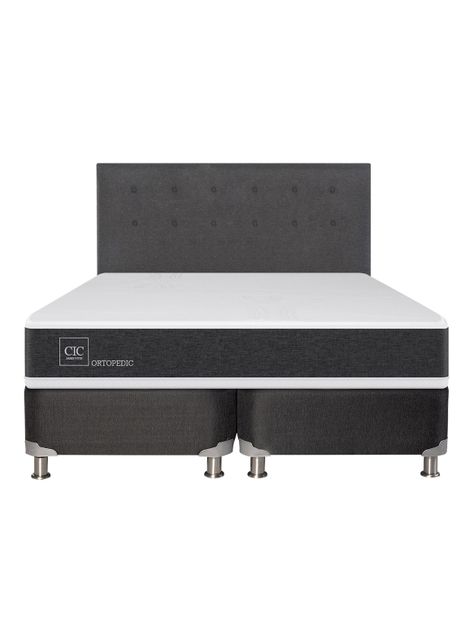 Box Spring New Ortopedic B5 Black 2 Plazas Base Dividida + Respaldo Eufrates-1