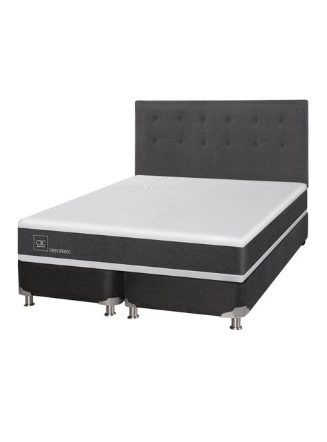 Box Spring New Ortopedic B5 Black 2 Plazas Base Dividida + Respaldo Eufrates-0