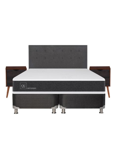 Box Spring New Ortopedic B5 Black 2 Plazas Base Dividida Eufrates Sin Textil-1