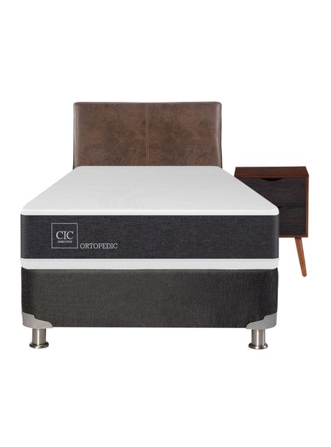 Box Spring New Ortopedic B5 BK 1.5 Plazas + Respaldo Baker + Velador-1