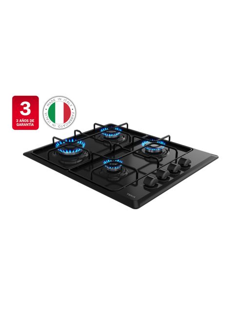 Encimera Gas 4 Quemadores HLX640 Negro Parrilla FF-1