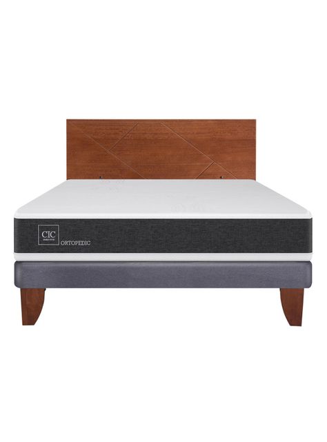 Cama Europea Ortopedic 2 Plazas Base Normal + Respaldo New Villarrica-1