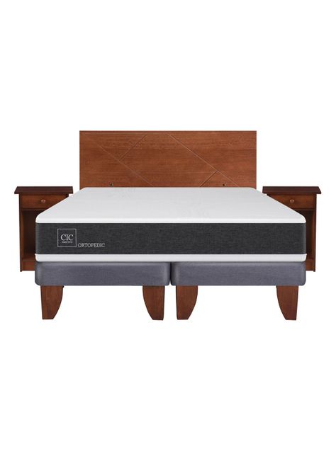 Cama Europea New Ortopedic 2 Plazas Base Dividida + Set Muebles New Villarrica-2