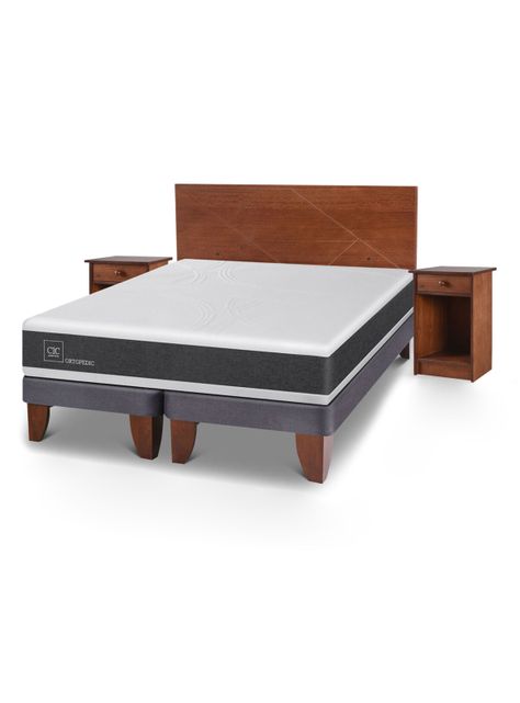 Cama Europea New Ortopedic 2 Plazas Base Dividida + Set Muebles New Villarrica-0
