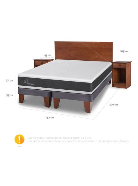 Cama Europea New Ortopedic 2 Plazas Base Dividida + Set Muebles New Villarrica-1