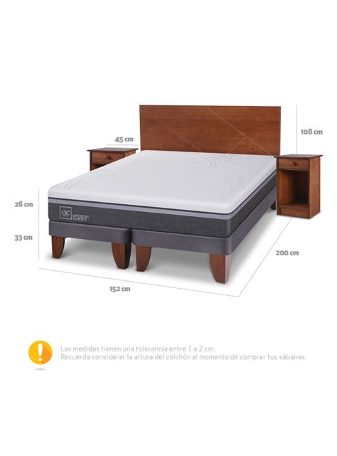 Cama Europea Ortopedic Advance 2 Plazas Base Dividida + Set Muebles New Villarrica-1
