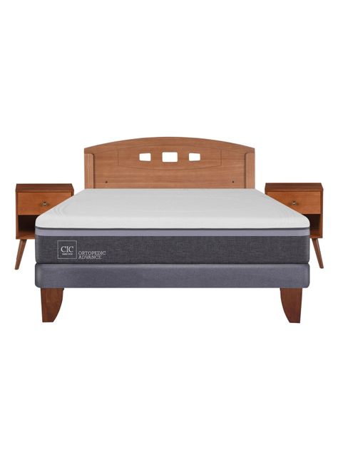 Cama Europea Ortopedic Advance 2 Plazas Base Normal + Set Muebles New Gales-1