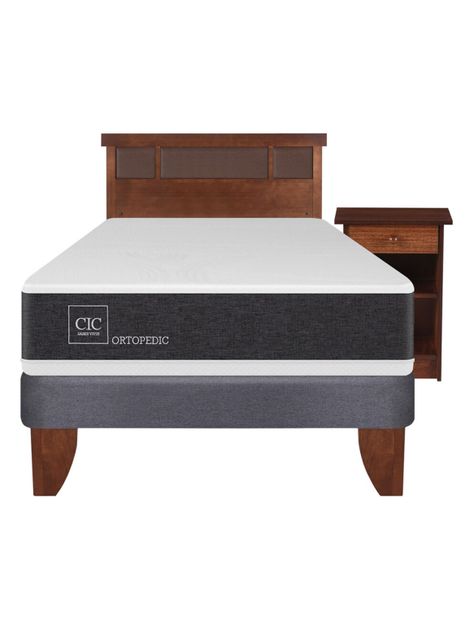 Cama Europea New Ortopedic 1.5 Plazas + Set Muebles New Dublín Caramel-1