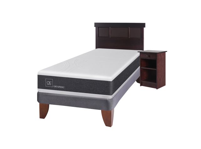 Cama Europea New Ortopedic 1.5 Plazas + Set Muebles New Dublín Chocolate-1