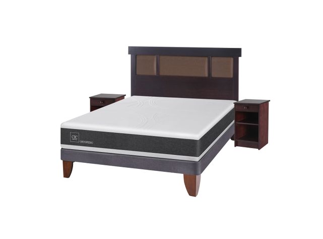 Cama Europea New Ortopedic 2 Plazas Base Normal + Set Muebles New Dublín Chocolate-0