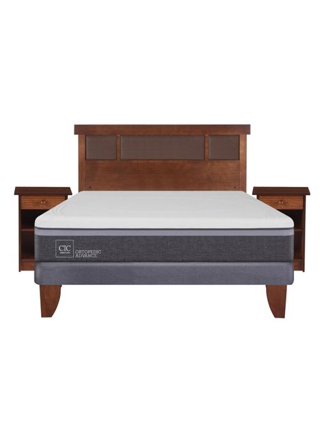 Cama Europea Ortopedic Advance 2 Plazas Base Normal + Set Muebles New Dublín Caramelo-0