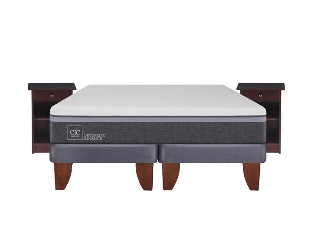 Cama Europea Ortopedic Advance 2 Plazas Base Dividida + Velador New Dublín Chocolate-0