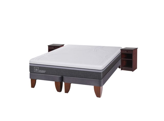 Cama Europea Ortopedic Advance 2 Plazas Base Dividida + Velador New Dublín Chocolate-1