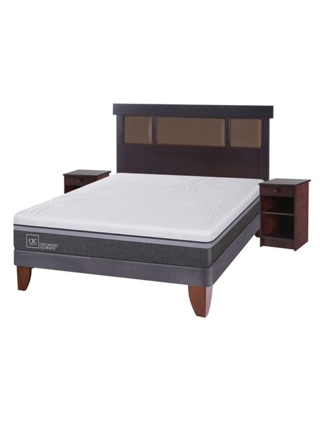Cama Europea Ortopedic Advance 2 Plazas Base Normal + Set Muebles New Dublín Chocolate-0
