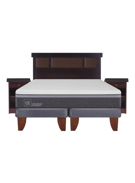 Cama Europea Ortopedic Advance 2 Plazas Base Dividida + Set Muebles New Dublín Chocolate-1