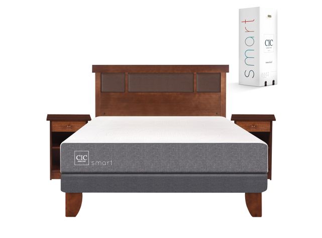 Cama Europea Smart 2 Plazas Base Normal + Set Muebles New Dublín Caramelo-0