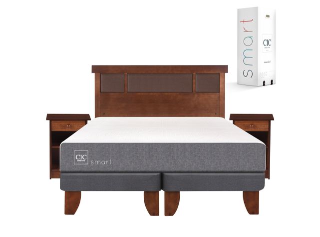 Cama Europea Smart 2 Plazas Base Dividida + Set Muebles New Dublín Caramelo-0