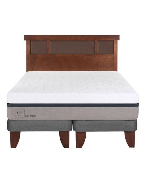 Cama Europea Balance 2 Plazas Base Dividida + Respaldo New Dublín Café-1