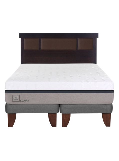 Cama Europea Balance 2 Plazas Base Dividida + Respaldo New Dublín Chocolate-1