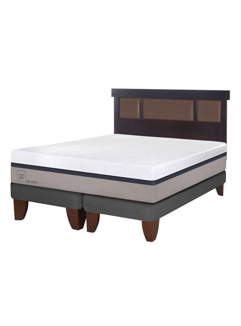 Cama Europea Balance 2 Plazas Base Dividida + Respaldo New Dublín Chocolate-0