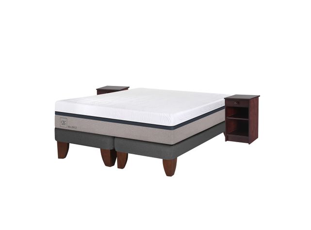 Cama Europea Balance 2 Plazas Base Dividida + Veladores New Dublín-1