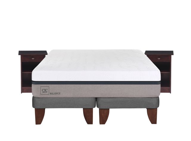 Cama Europea Balance 2 Plazas Base Dividida + Veladores New Dublín-0