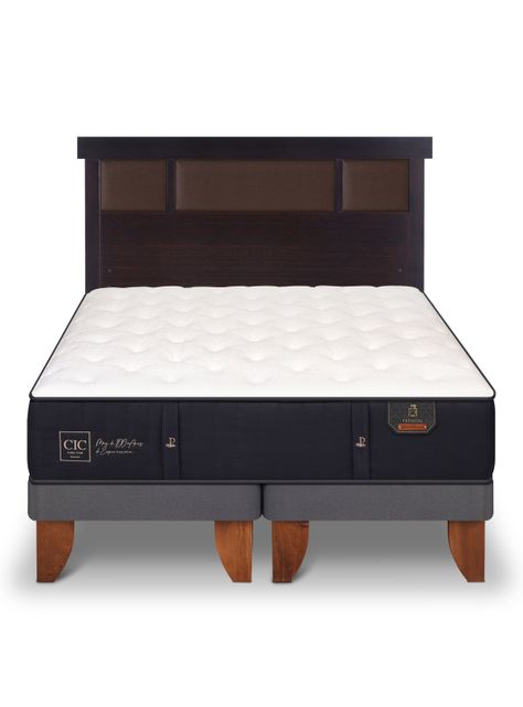 Cama Europea Premium 2 Plazas Base Dividida + Respaldo New Dublin Chocolate-2