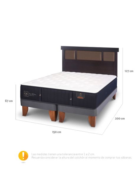 Cama Europea Premium 2 Plazas Base Dividida + Respaldo New Dublin Chocolate-1